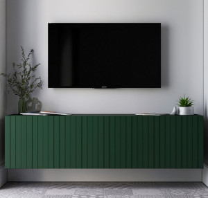 Wisząca komoda RTV Glamour szafka RTV zielony MAT 150 cm