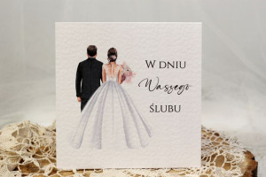 Kartka na ślub - z młodą parą - życzenia