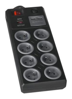 Listwa Zasilająca REAL-EL FRS-8F USB Charge 3m