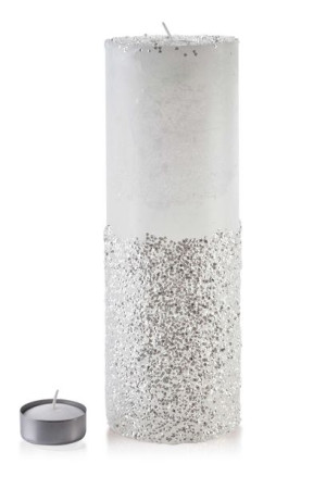 Świeca Lampion Walec 120x360 Diament Biały