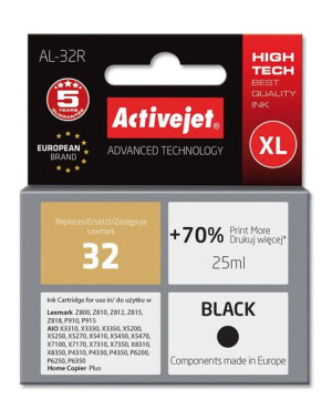 Tusz Activejet AL-32R (zamiennik Lexmark 32 18C0032E  Premium  25 ml  czarn