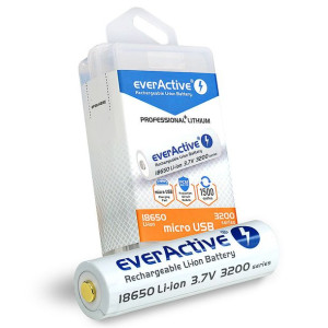 Everactive Akumulator 18650 3,7v Li-ion 3200mah Micro Usb Z Zabezpieczeniem
