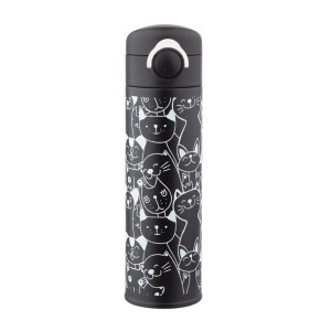 Termos nierdzewny do kawy i herbaty Zwierzaki 320 ml Czarny Kot