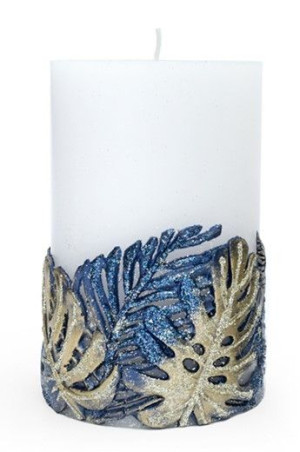 Świeca MONSTERA Walec średni 8x13cm niebieska (zapachowa)