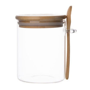 Słoik pojemnik na żywność szklany z pokrywką i łyżeczką 490 ml