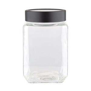 Pojemnik Szklany Kwadratowy Z Czarną Pokrywką 700ml