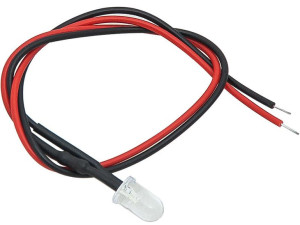 Dioda led 5 mm czer.12vclear z przew20cm