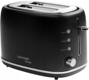 Toster Concept Retrosign Czarny 870W 2 tosty Timer