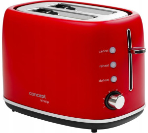 Toster Concept Retrosign Czerwony 870W 2 tosty
