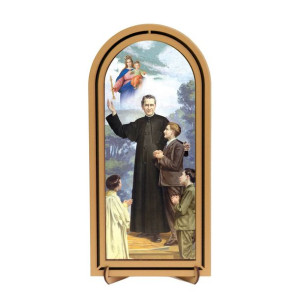 Święty Jan Bosko, Święty Dominik Savio - Obraz półokrągły w ramce HDF