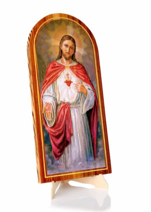 Serce Jezusa - Obraz na desce półokrągły (mały)