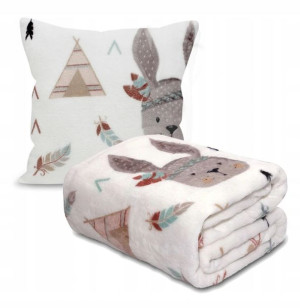 Koc Dla Dziecka + Poszewka Na Poduszkę Miły Miękki Mooky Bunny