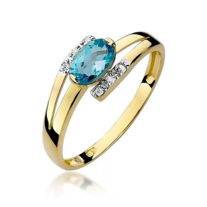 Złoty Pierścionek 585 z diamentem topaz 0,50ct 16