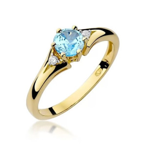 Złoty Pierścionek 585 z diamentem topaz 0,50ct 06