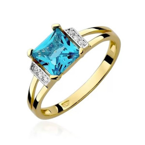 Złoty Pierścionek 585 z diamentem topaz 1,40ct 08