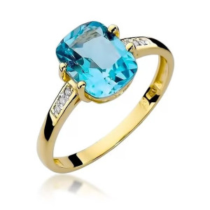 Złoty Pierścionek 585 z diamentem topaz 2,40ct 22