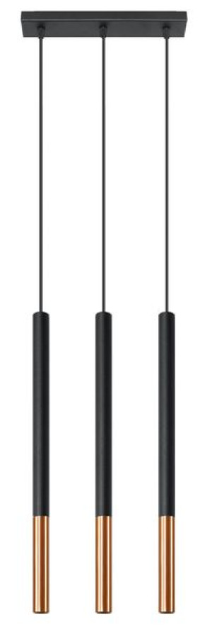 Zwis Mozaica 3L czarny miedź lampa wisząca do salonu nad stół