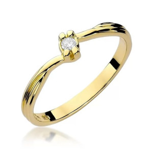 Złoty Pierścionek 585 z diamentem brylant 0,04ct 20
