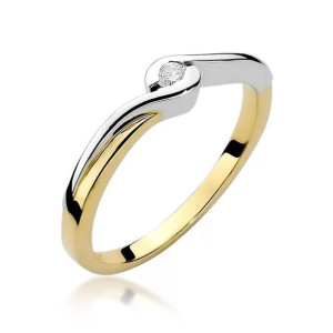 Złoty Pierścionek 585 z diamentem brylant 0,05ct 24