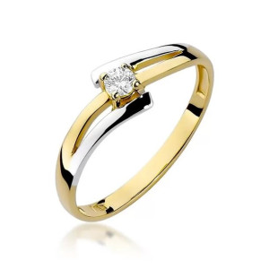 Złoty Pierścionek 585 z diamentem brylant 0,10ct 16