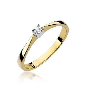 Złoty Pierścionek 585 z diamentem brylant 0,03ct 18