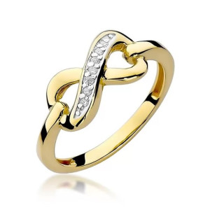 Złoty Pierścionek 585 z diamentem brylant 0,04ct 17