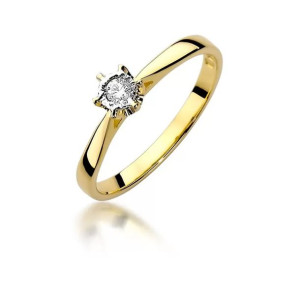 Złoty Pierścionek 585 z diamentem brylant 0,05ct 16