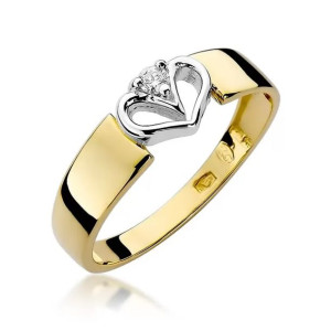 Złoty Pierścionek 585 z diamentem brylant 0,04ct 23
