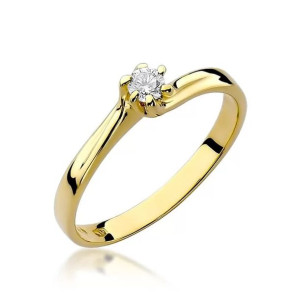 Złoty Pierścionek 585 z diamentem brylant 0,10ct 08