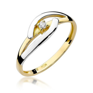 Złoty Pierścionek 585 z diamentem brylant 0,04ct 21