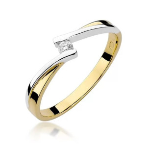 Złoty Pierścionek 585 z diamentem brylant 0,04ct 24