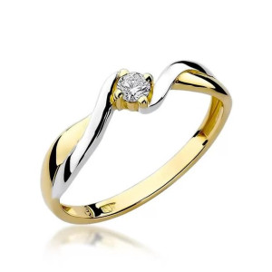 Złoty Pierścionek 585 z diamentem brylant 0,08ct 21