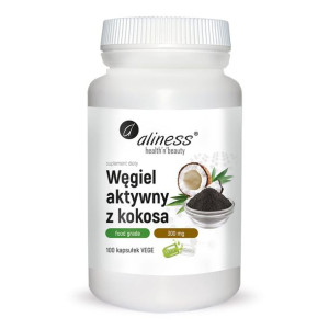 Węgiel aktywny z kokosa 300 mg 100 Vege kaps. Aliness