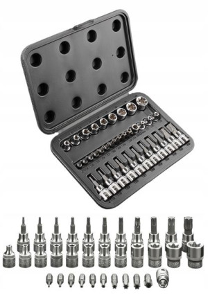 Bity nasadki Torx 3/8" zestaw w walizce 34 el