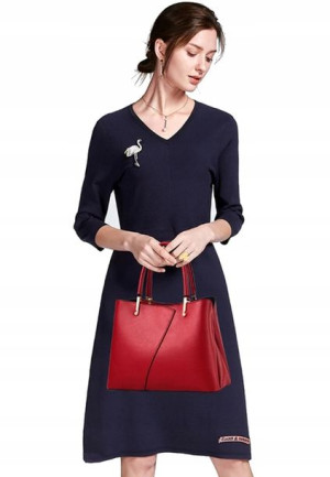 Torebka Klasyczna Elegancka Prosta C108 Czerwona, , C108