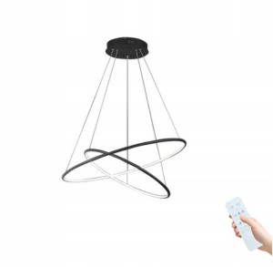 Lampa Wisząca 2 Ringi Sufitowa Żyrandol 50 W Pilot Kolor Czarny