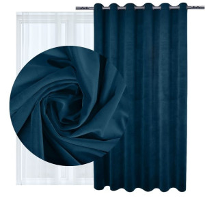 Zasłona welurowa Velvet na przelotkach 260g 140x250 873-69 granatowa