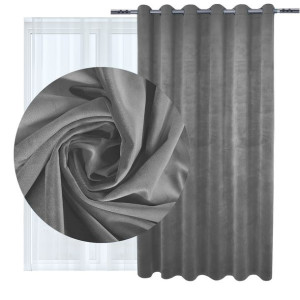 Zasłona welurowa Velvet na przelotkach 260g 140x250 873-31 szara jasna