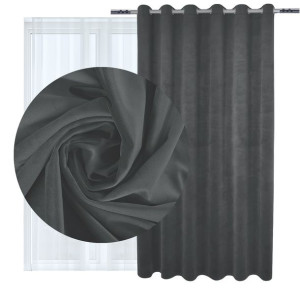 Zasłona welurowa Velvet na przelotkach 260g 140x250 873-33 szara ciemna