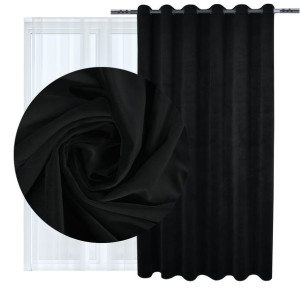 Zasłona welurowa Velvet na przelotkach 260g 140x250 873-34 czarna