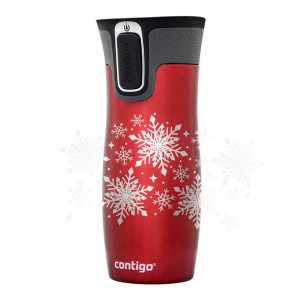 Kubek termiczny Contigo West Loop 470 ml Snow Stars - czerwony
