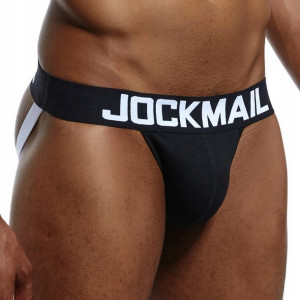 Sexowne slipy Jockmail JOCKSTRAP, czarne L