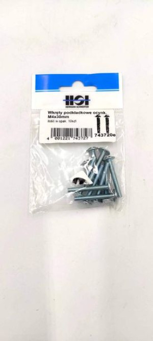 Wkręty metryczne podkładkowe ocynkowane M 4x30mm opak 10