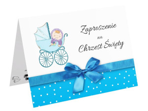 Zaproszenia na Chrzest ze wstążką A6wzCH2