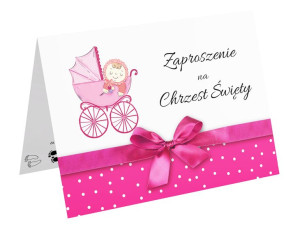  Zaproszenia na Chrzest ze wstążką A6wzCH1