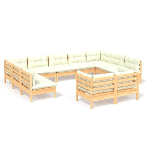 11-cz. zestaw wypoczynkowy do ogrodu, kremowe poduszki, sosnowy