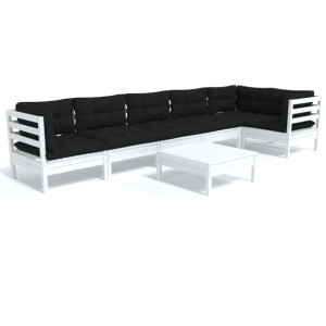 7-cz. zestaw wypoczynkowy do ogrodu, poduszki, biała sosna