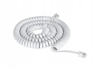 Kabel telefoniczny 15mb słuchawka biały spiralny