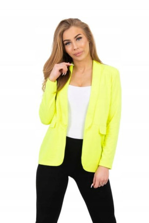 ELEGANCKA MARYNARKA DAMSKA Z KLAPAMI żółty neon