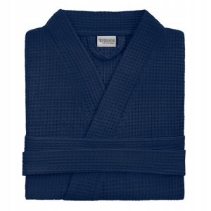 Męski Szlafrok Bawełna Kimono Wafel Granat S/m